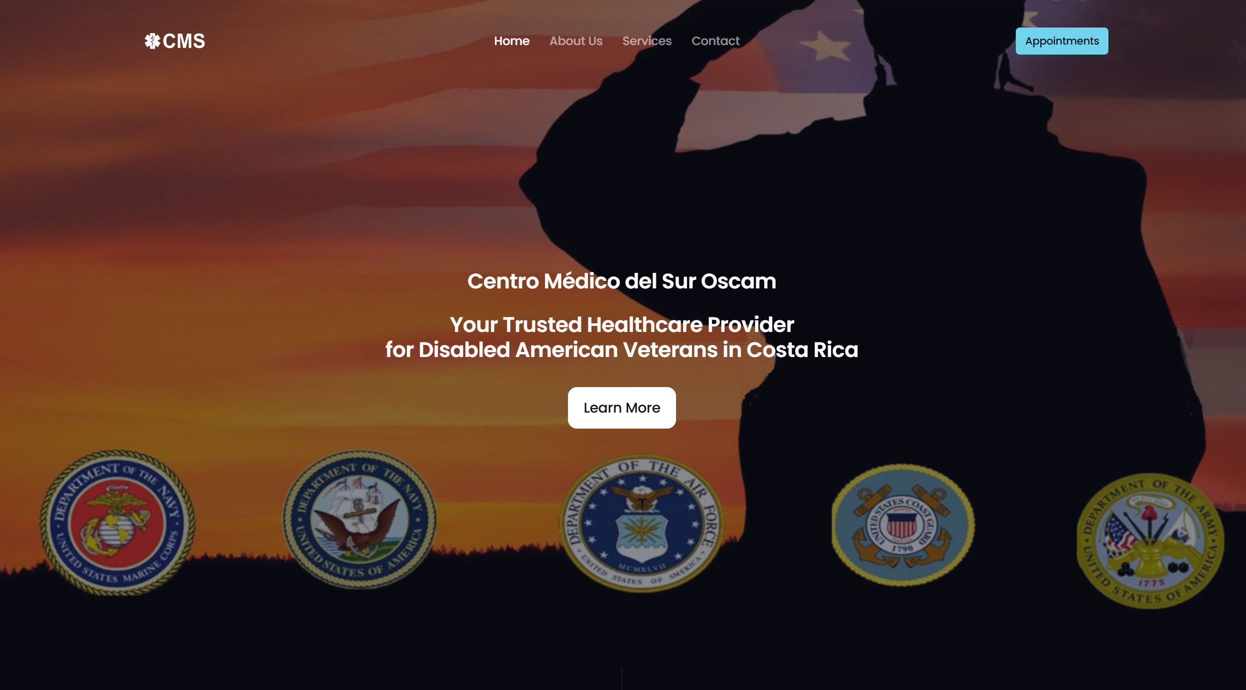 CMS OSCAM website landing page screenshot