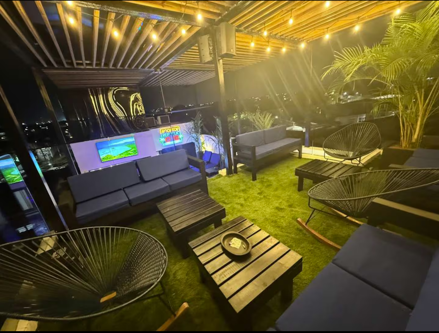 Rooftop lounge area