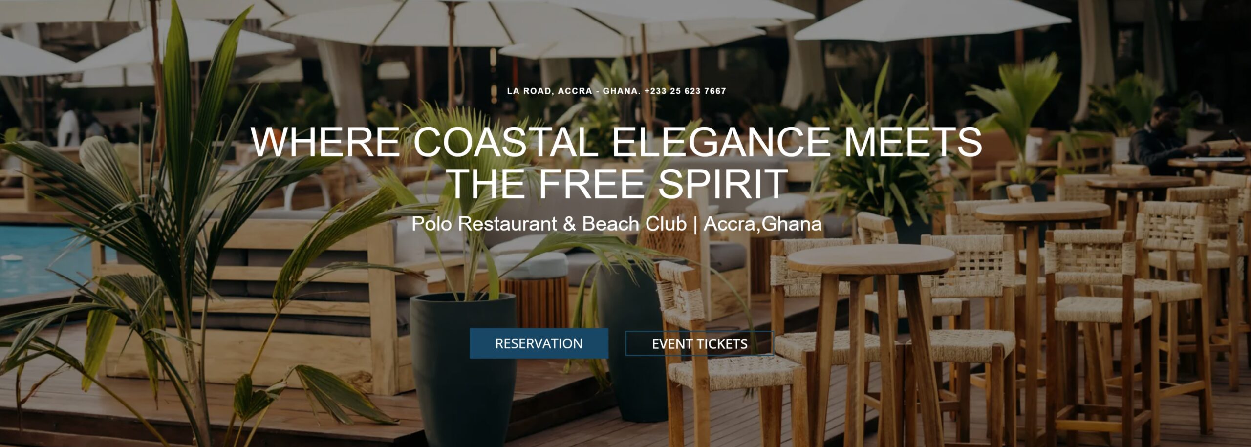 Polo Beach Club beachfront lounge at Labadi Beach, Accra, Ghana