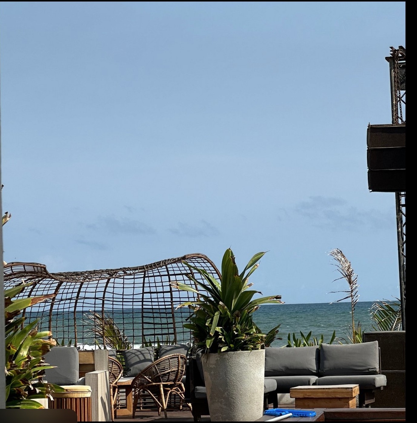 Main beach lounge and pool seating at Polo Beach Club