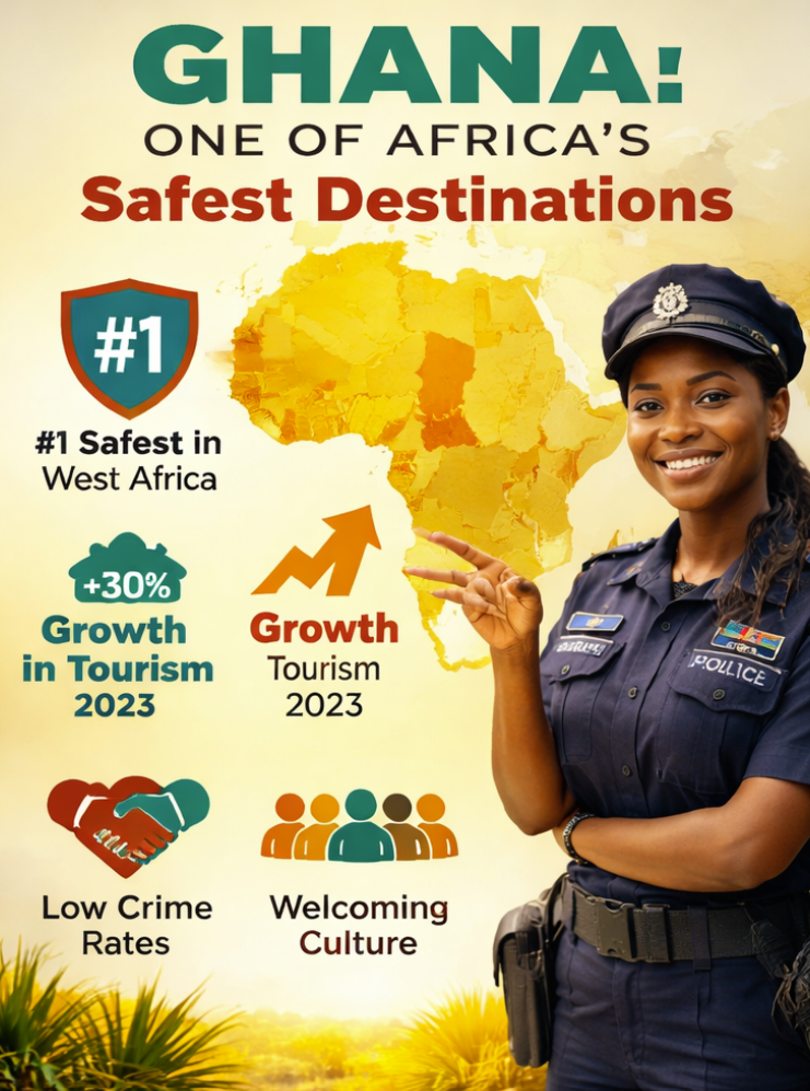 Ghana safety and tourism growth infographic for travelers