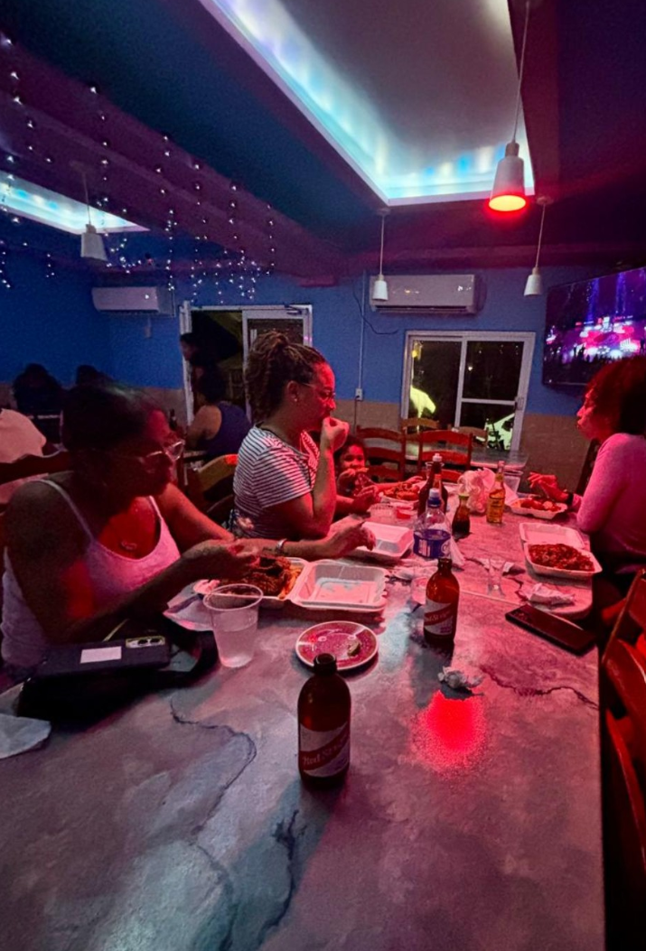 Me & U Restaurant food plate in Seine Bight, Placencia, Belize